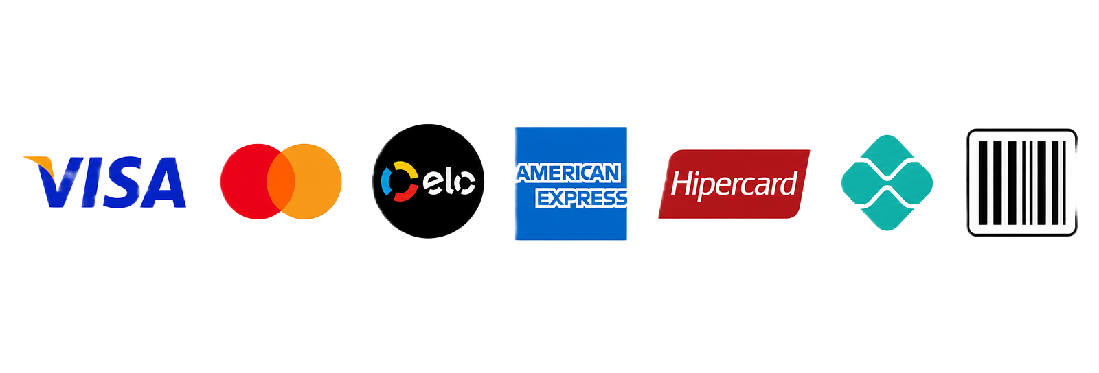 Formas de pagamento aceitas: Visa, Mastercard, Elo, American Express, Hipercard, PIX e Boleto